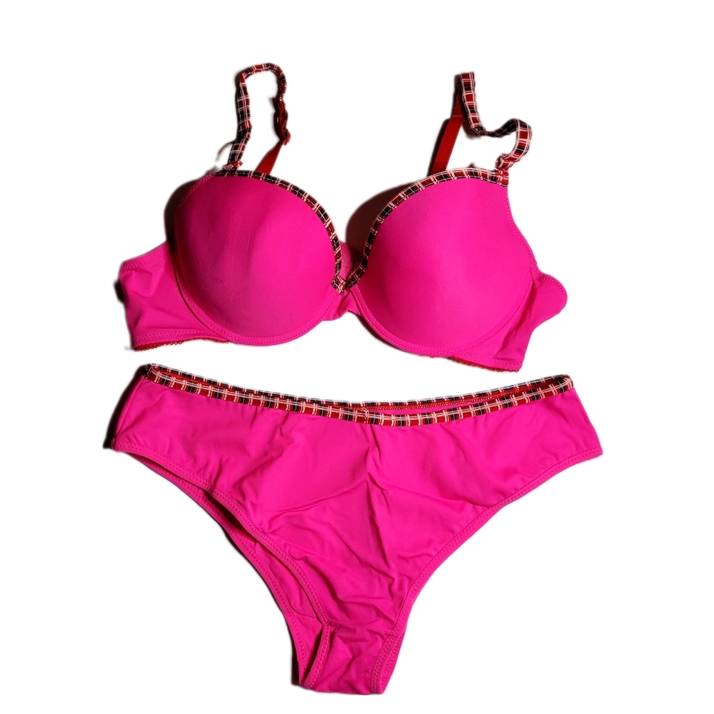 Sexy lingerie,set of bra pink stretchy L/XL